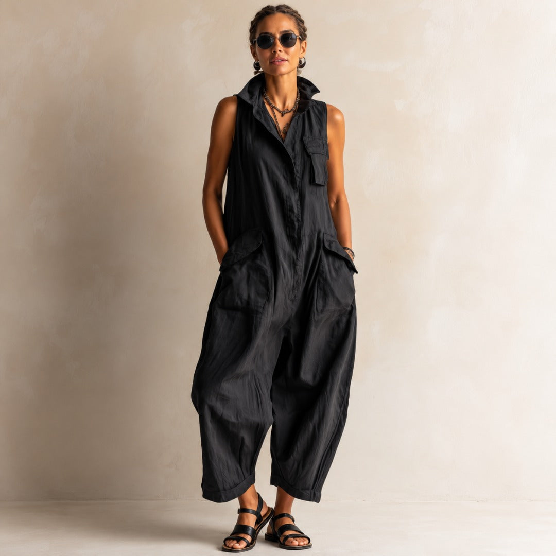 Maren Utility Wide-Leg Jumpsuit - Black