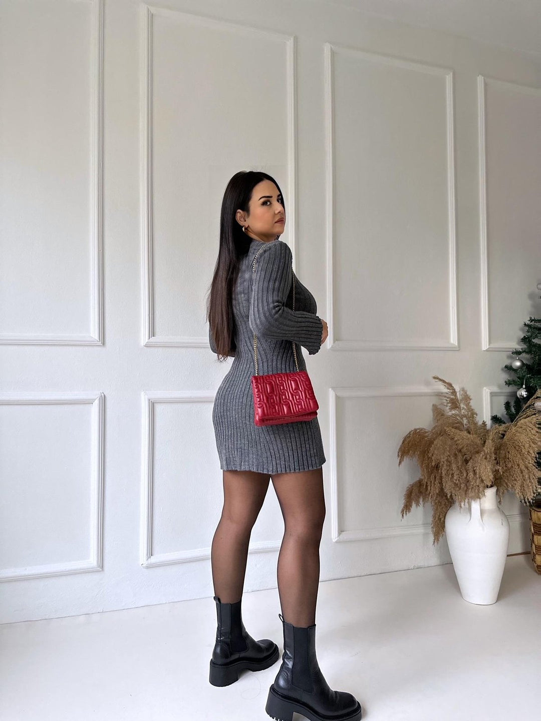 Carly Rib-Knit Dress