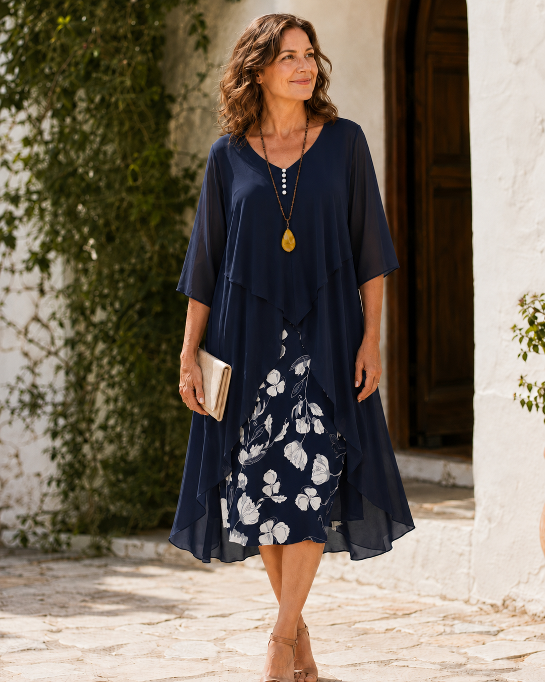 Margaret | Layered Floral-Panel Dress
