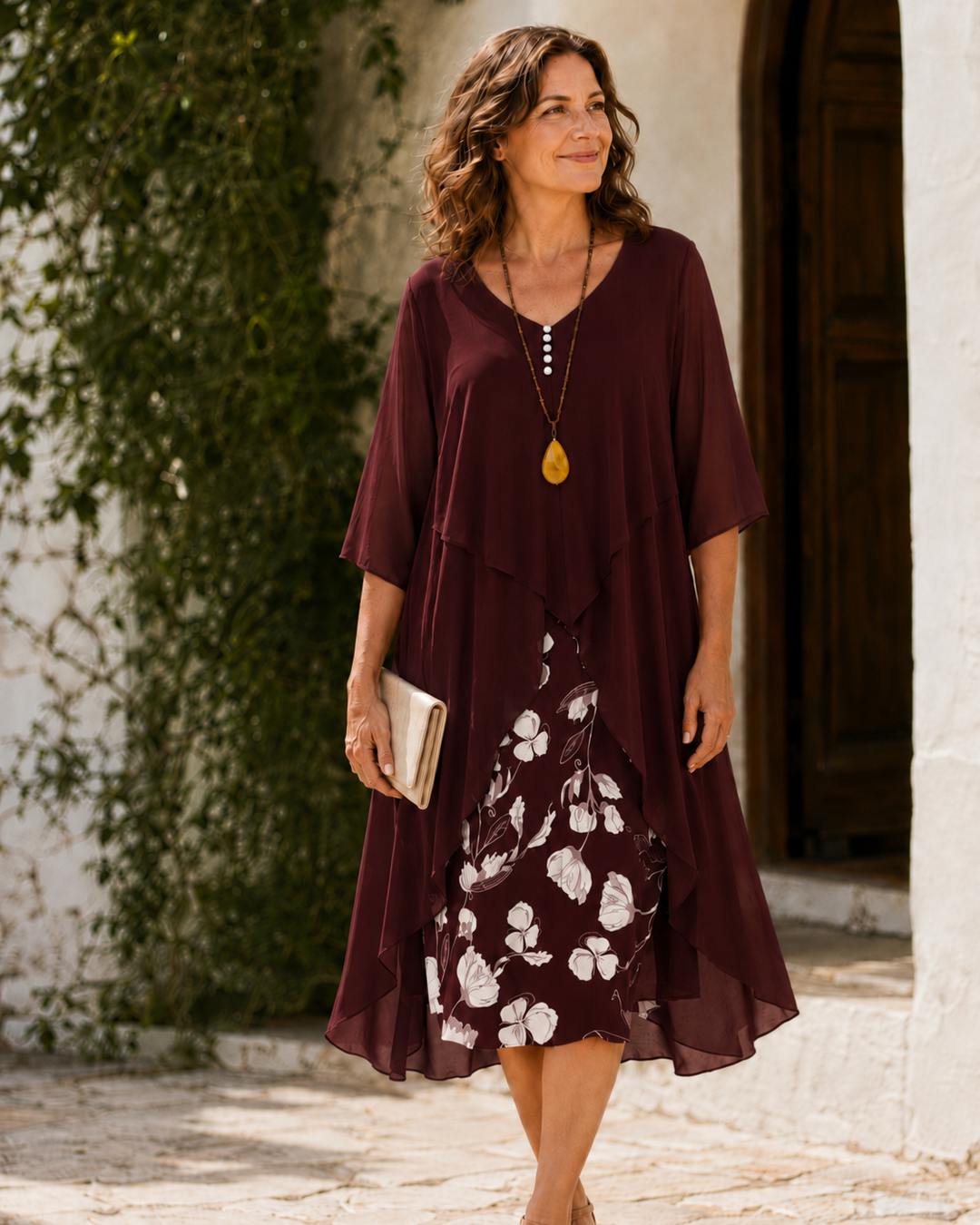 Margaret | Layered Floral-Panel Dress