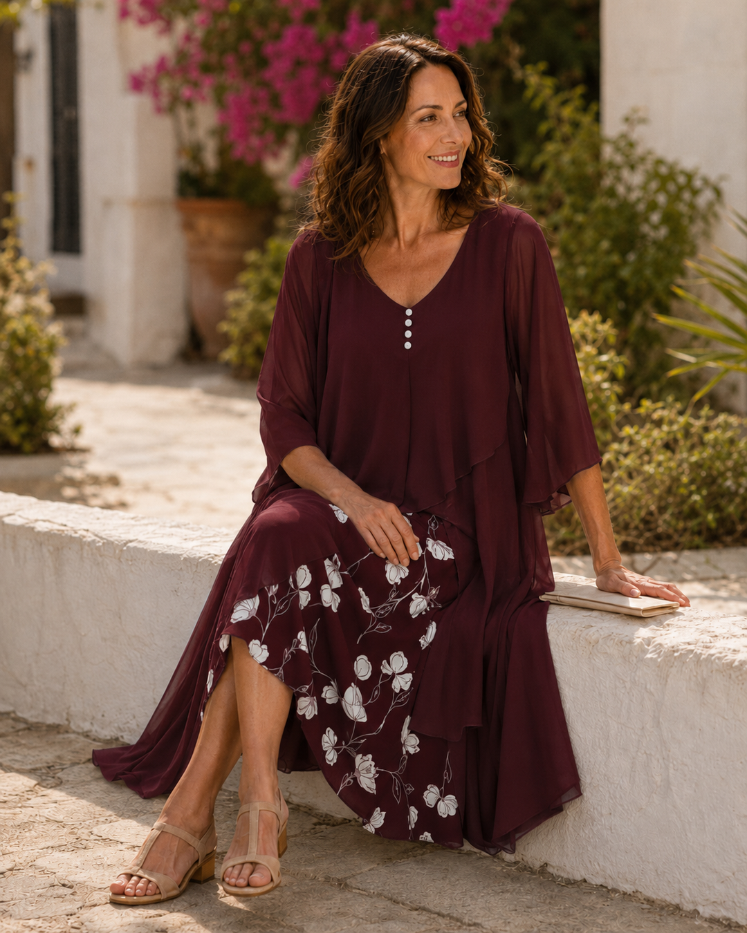 Margaret | Layered Floral-Panel Dress