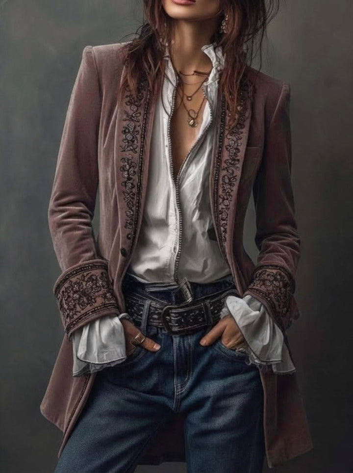Elara | Embroidered Longline Jacket