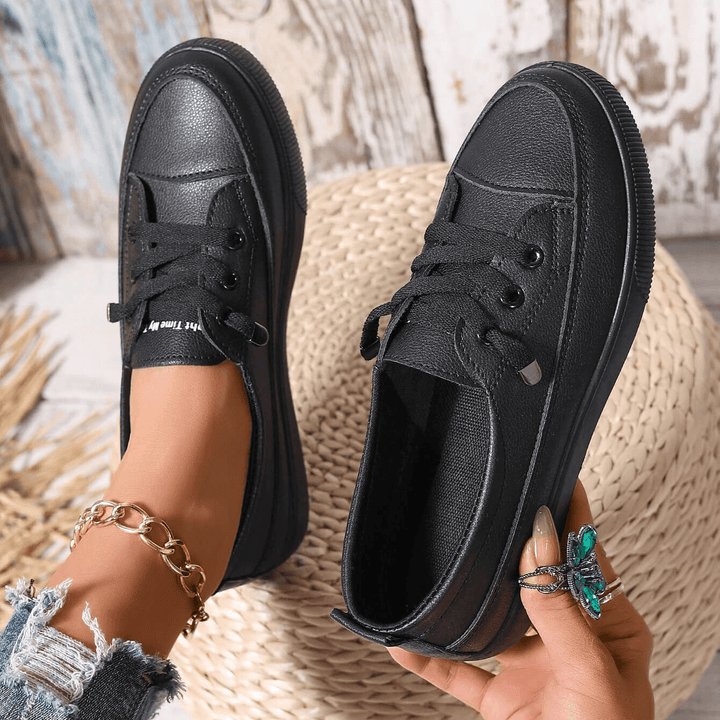 LORNA | ORTHOPAEDIC WHITE LACE-UP FLAT TRAINERS
