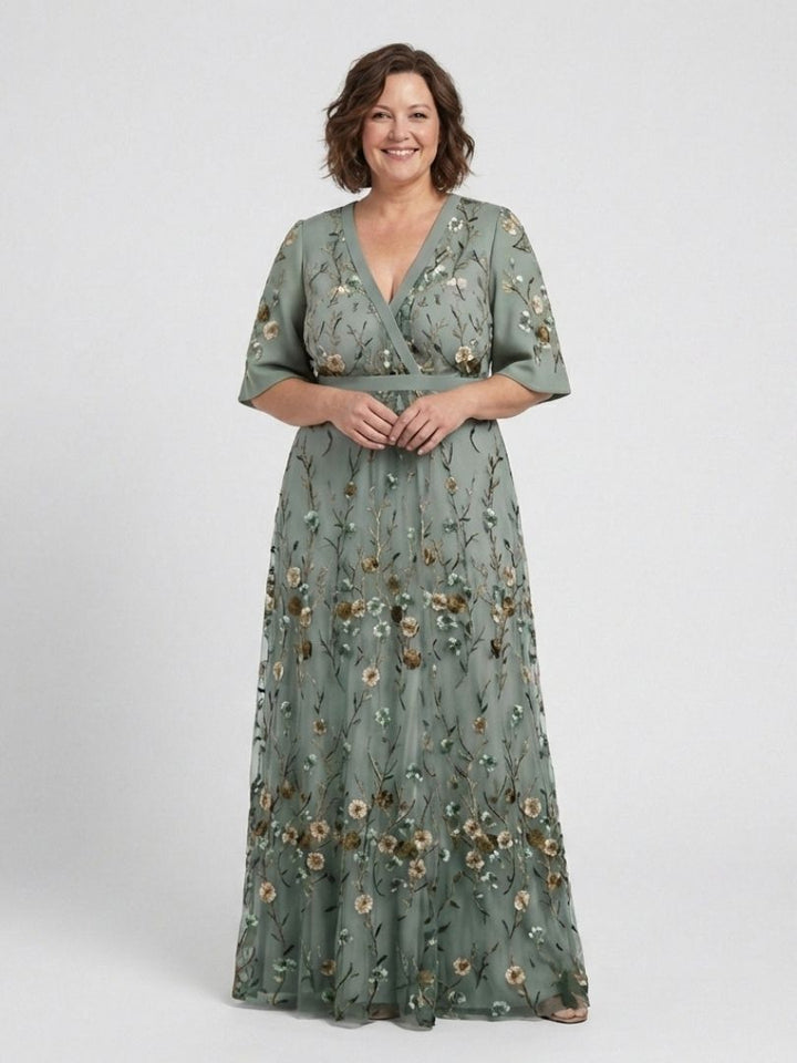 CHRISTINE | FLORAL V-NECK MAXI DRESS