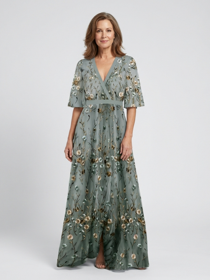 CHRISTINE | FLORAL V-NECK MAXI DRESS