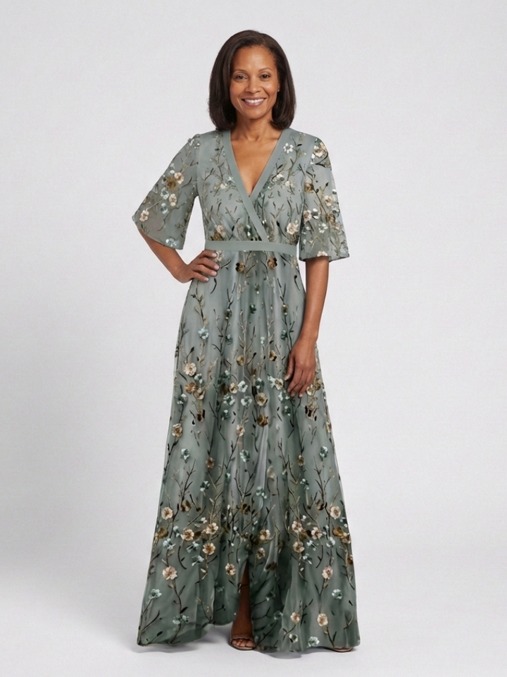 CHRISTINE | FLORAL V-NECK MAXI DRESS