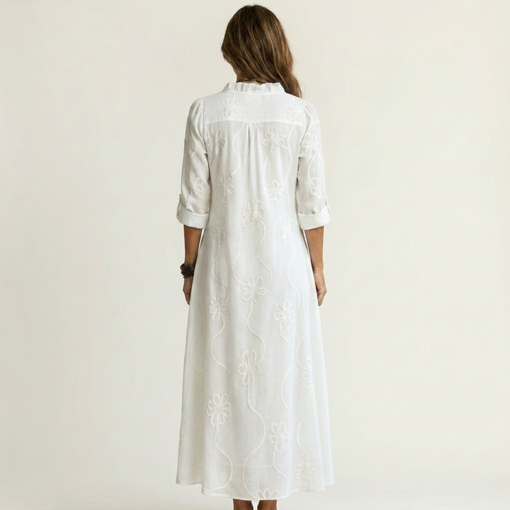 Mariam | Maxi Dress with Tonal Floral Embroidery