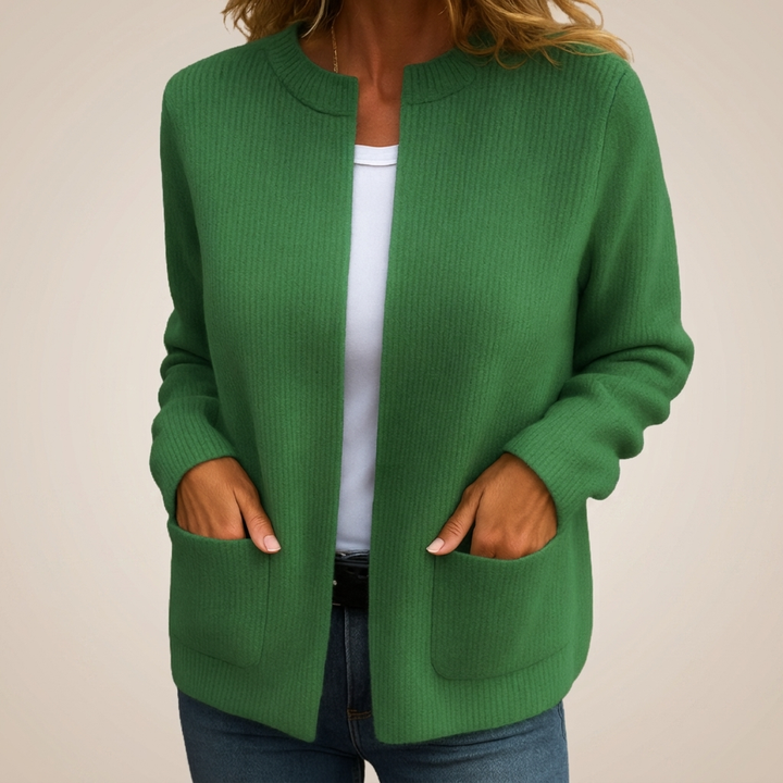 Sienna Cosy Zip-Up Cardigan - Green