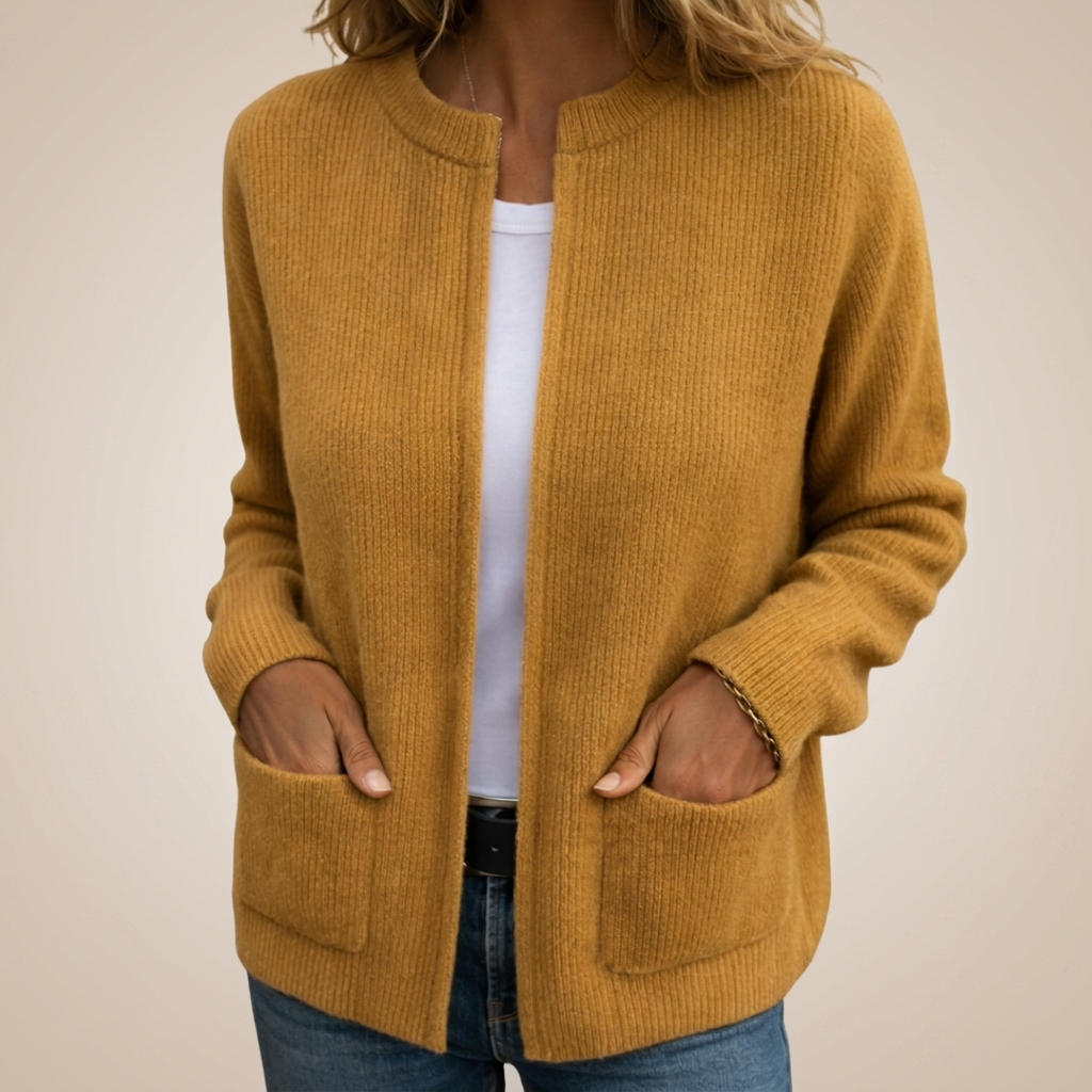 Sienna Cosy Zip-Up Cardigan - Yellow