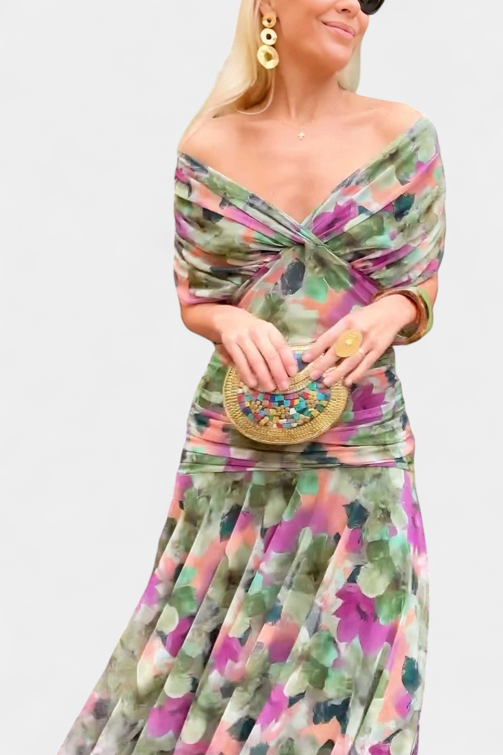 Freya | Flowing Floral V Neck Dress