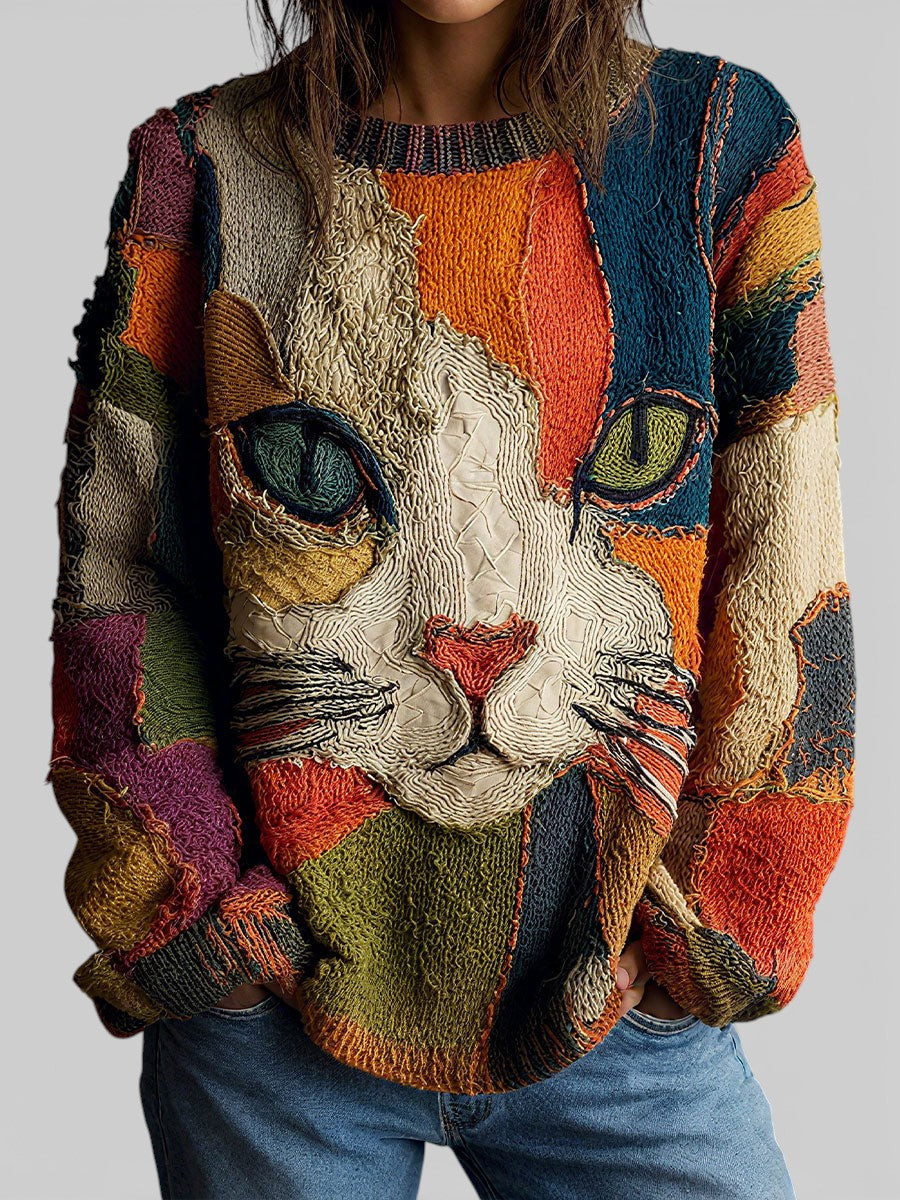 Cordelia Patchwork Cat Sweater